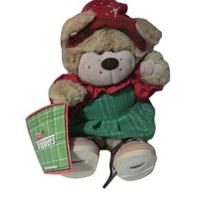 Trappers Holiday Teddy Bear with Green Dress